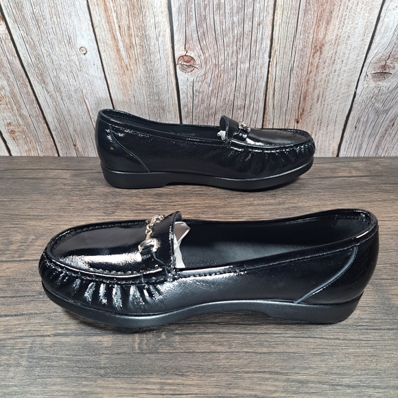 SAS Patent Leather Moc Loafer Slip On Black Women's 9.5 WW Tripad - Picture 5 of 9